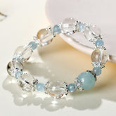 Natural White Crystal Aquamarine Bracelet - Emotion & Healing